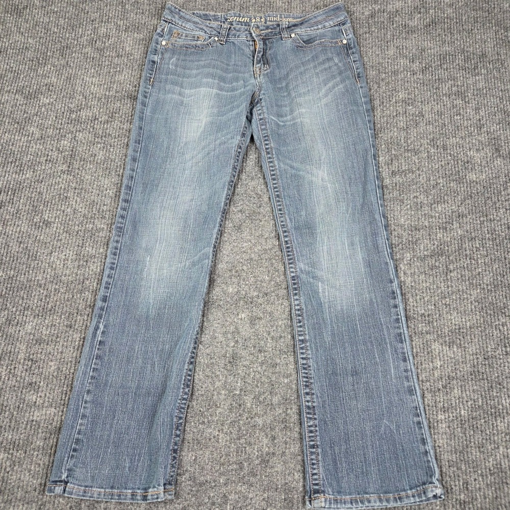 Zenim Women Blue Mid Low Rise Bootcut Jeans Wing Back Pocket Size 8 26239